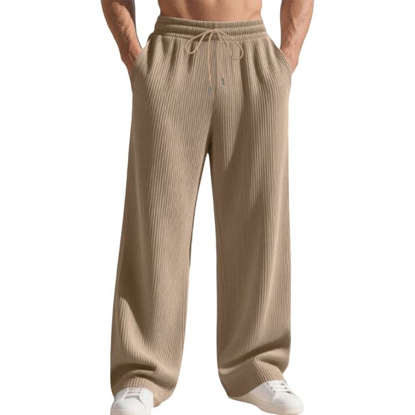 Men's Heavyweight Hip-Hop Sweatpants – Relaxed Fit, Straight-Leg Joggers With Jacquard Stripes For Casual & Streetwear_viptrois.com