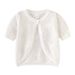 Mother & Kids Girls' One-Button Knit Cardigan Short Sleeve Top Toddler Baby Summer Lightweight Cover-Up Soft Cotton Round Neck_viptrois.com