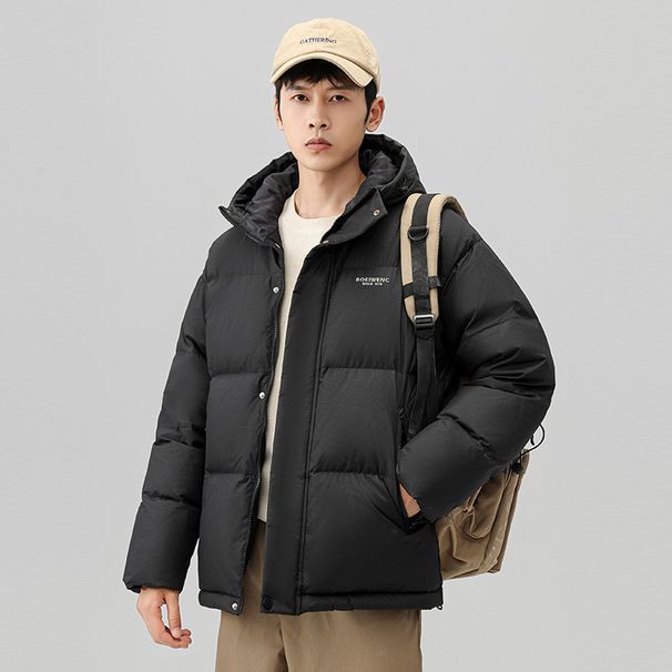 Men's Clothing Winter Silk cotton jacket men's short hooded jacket men's sports casual white duck Silk cotton warm top_viptrois.com