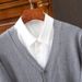 Men's V-Neck Knitted Cardigan – Korean Style Loose Fit Sweater Jacket (Black/Grey/Khaki/Red/Light Blue, Versatile Layering Top)_viptrois.com