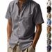 Men's Hawaiian Style Linen Shirt - Breathable Loose Fit Short Sleeve With Henry Collar (Casual Summer Wear)_viptrois.com