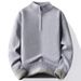 Men's Fleece-Lined Half-Zip Sweater – Winter Thermal Pullover With Stand Collar (M-4XL, Navy/Beige/Gray/Black) | 70% Wool Blend For Extreme Warmth_viptrois.com