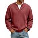 Men's Waffle-Knit Mock Layered Tee – Oversized Drop-Shoulder Long Sleeve Shirt In Lavender/Mint/Wine/Light Grey/Black/Navy/Cream/Blue (7XL Sizing)_viptrois.com