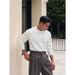 Pure Henry Collar Knitted Long Sleeve Men's Spring And Autumn Korean Style Ribbed Textured T-Shirt Casual Commuter Sweater_viptrois.com