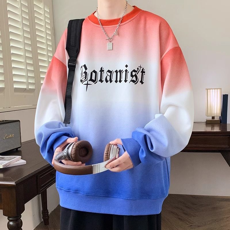 Gradient Sweatshirt Men's Loose Long Sleeved T-shirt Men And Women Teenagers Casual Clothes Trend_viptrois.com