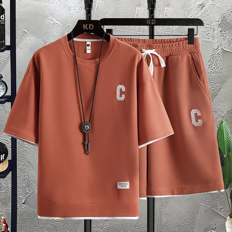 Men's Clothing Two Piece Large Size Short Sleeved T Shirt Men's Summer Trend Set Of Handsome Shorts Half Sleeved T Shirt Suit Men_viptrois.com