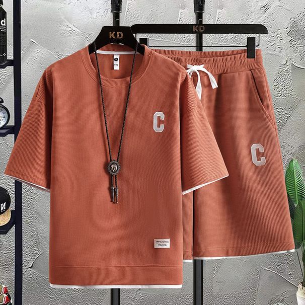 Men's Clothing Two Piece Large Size Short Sleeved T Shirt Men's Summer Trend Set Of Handsome Shorts Half Sleeved T Shirt Suit Men_viptrois.com