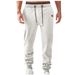 Men's Fleece Jogger Pants - Polyester Casual Sweatpants With Tapered Cuff, Elastic Waist & Pockets (Black/Navy/White/Khaki/Burgundy/Gray)_viptrois.com