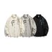 Men's Clothing Men's Chinese Streetwear Embroidered Shirt, Oversized Distressed Long Sleeve Blouse With Asymmetric Paneling For Urban Layering_viptrois.com