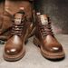 2025 New Trendy Martin Autumn High-top Leather Shoes American Work Fashion Men's Short Boots_viptrois.com