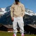 Men's Plus Size Velvet Hooded Sweatshirt And Sweatpants Set Heavy Workwear Outdoor Commuter Clothing Autumn Winter American Style_viptrois.com