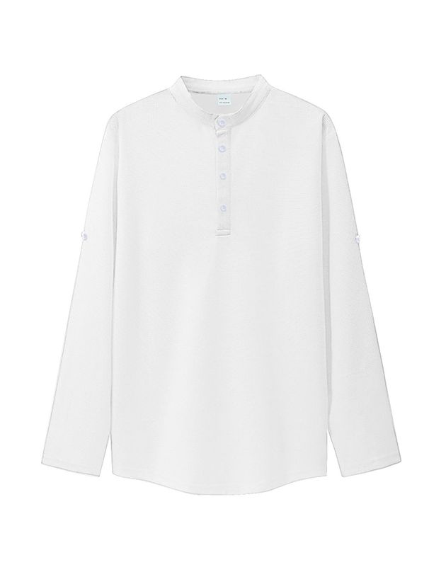 Pulse European And American Cross-Border TK Independent Station Men's Long Sleeve Summer Casual Breathable Button Stand Collar_viptrois.com