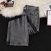 Men's Clothing Jeans 2025 Summer Men's American Narrow Version Slim Straight Semi Elastic Washed Flared Trousers_viptrois.com