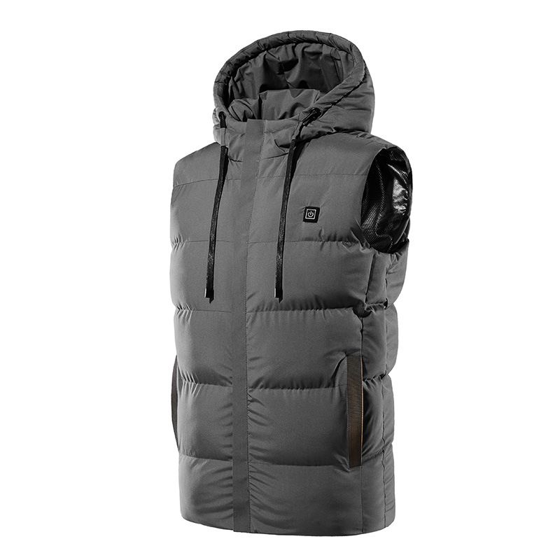 seven-zone heating vest autumn and winter warm jacket USB charging smart heating hooded cotton vest_viptrois.com