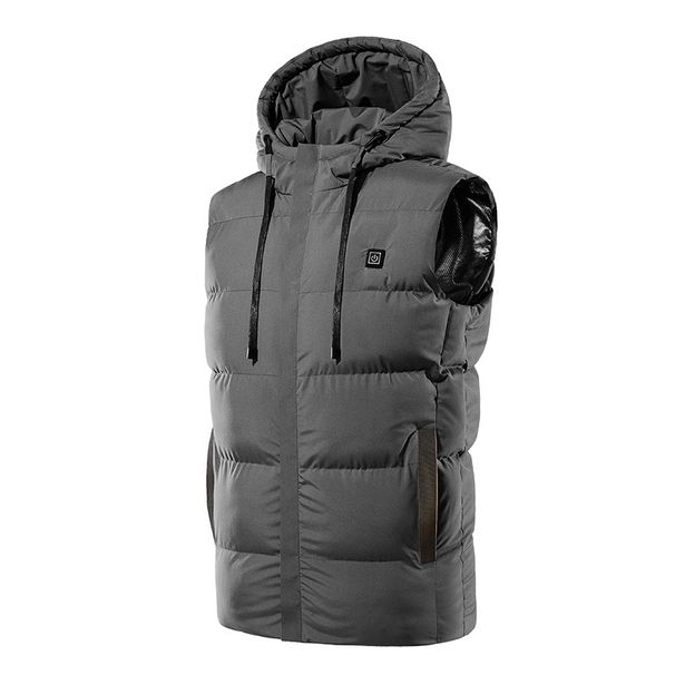 seven-zone heating vest autumn and winter warm jacket USB charging smart heating hooded cotton vest_viptrois.com