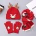 Women's Scarf Sets Parent Child Christmas Style Ankora Red Antler Scarf Hat Gloves Thick Warm Suit_viptrois.com