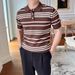 Men's Summer Short-Sleeved Polo Shirt Classic Striped Breathable Slim Fit Thin Knitted Business Casual Lapel T-Shirt_viptrois.com