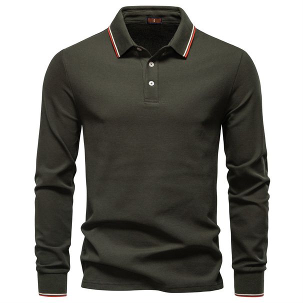 Men's Clothing Autumn Men's Long Sleeve T-Shirt Lapel Solid Color Versatile Men's Shirt Long Sleeve For Formal & Casual_viptrois.com