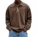 Men's Casual Long Sleeve Button-Up Shirt – Relaxed Fit Polyester Polo Shirt With Spread Collar (10 Colors, S-4XL)_viptrois.com