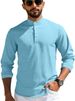 Men's Clothing Hot Sale Spring And Autumn Men's Polo Shirt Long Sleeve Casual Breathable Waffle Long Sleeve Henry Placket Shirt_viptrois.com