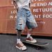 Men's Trendy Summer Style Ripped Paint Spot Distressed Jeans Six Point Yellow Mud Dye Over The Knee_viptrois.com