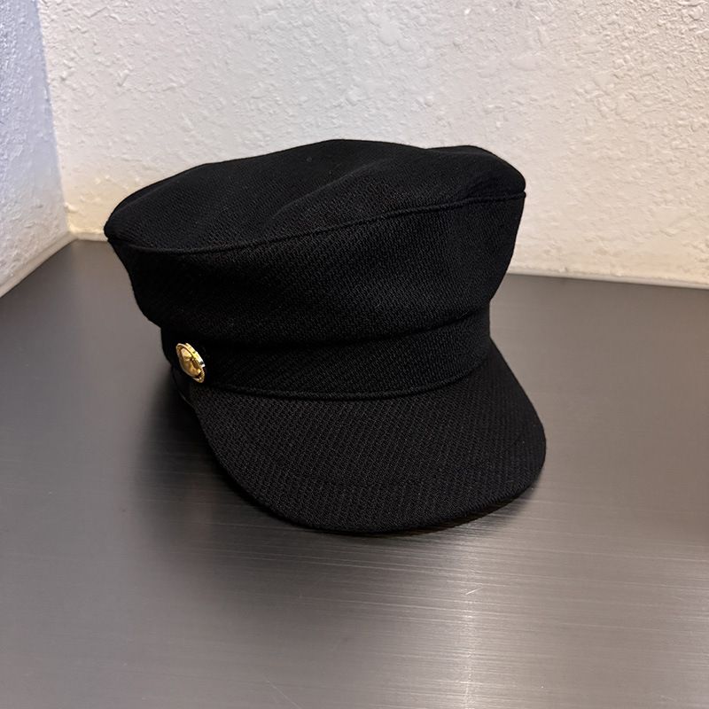 Women's Hats Fever Same Style British Retro Gold Button Wool Newsboy Cap Female Autumn And Winter New Octagonal Painter Hat_viptrois.com