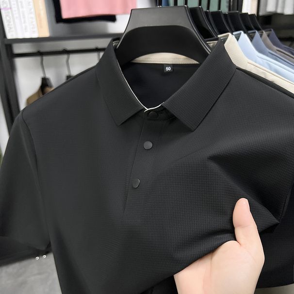 Men's Clothing Summer New Short Sleeved T Shirt Exquisite Men's Seamless Refreshing Breathable Polo Shirt Top_viptrois.com