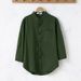 Men's Clothing Breathable Summer Three Quarter Sleeve Linen Shirt Casual Mid Sleeve Linen White Shirt Loose Large Size Thin Top_viptrois.com