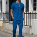 Men's Clothing Waffle Print Short Sleeve T-Shirt & Pants Lounge Set Lightweight, Breathable, Casual Outfit (Khaki, Grey, White, Black, Blue) – S-XXXL_viptrois.com