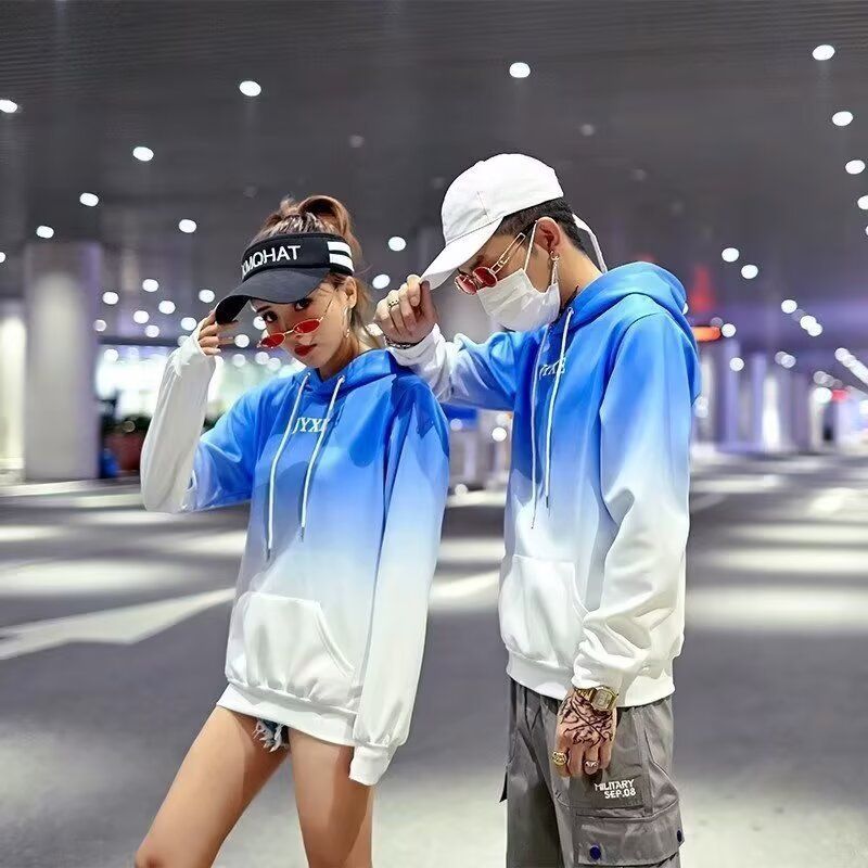 Foreign Trade Men's Casual Versatile Long-sleeved Hooded Sweater Hot Sale Simple Gradual Change Color Trend Slogan 3D Digital Printing_viptrois.com