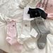 Women's Sweet Lace-Trimmed Crew Socks – Bow Embroidery & Diamond Mesh Design – Soft Cotton & Breathable Fit – Casual & Feminine Style_viptrois.com