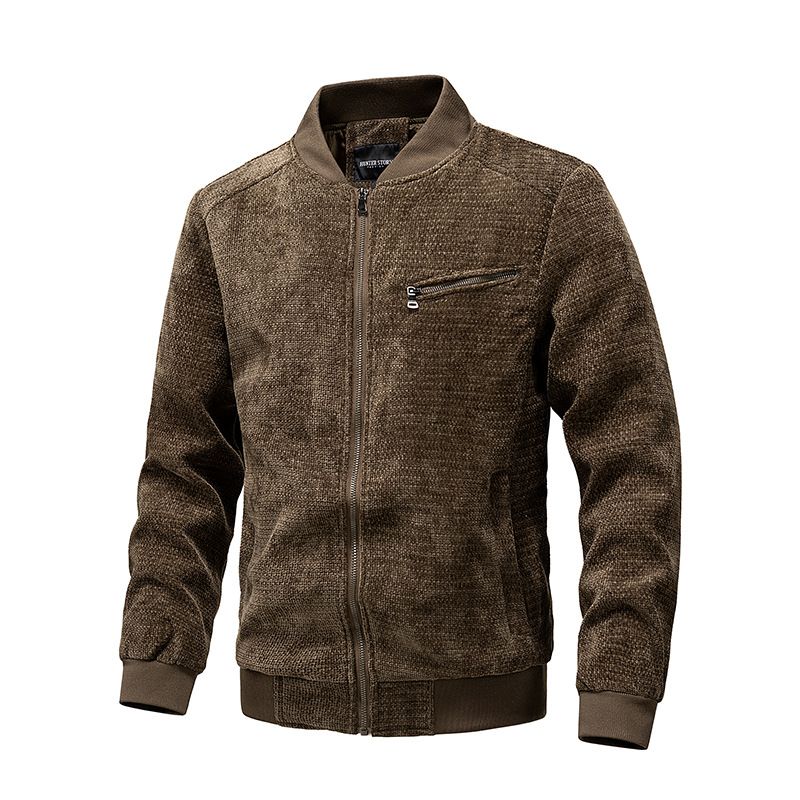 Men's Vintage Cotton-Blend Multi-Zip Jacket - Lightweight Casual Outerwear For Autumn & Winter (Black, Olive, Brown, Khaki)_viptrois.com