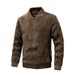 Men's Vintage Cotton-Blend Multi-Zip Jacket - Lightweight Casual Outerwear For Autumn & Winter (Black, Olive, Brown, Khaki)_viptrois.com