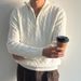 Men's Clothing Half Turtleneck Zipper Sweater For Men, High End Lazy Pullover Long Sleeved Sweater, Fashionable And Versatile White Jacket_viptrois.com