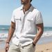 Men's Summer Casual Shirt European Size Breathable Linen Multi Pocket Buttoned Loose Fit Beach Workwear Short Sleeve_viptrois.com