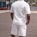 Men's Clothing Summer New Casual Button Down Lapel Shirt Solid Color Short Sleeved Shorts Suit For Men_viptrois.com