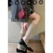 Ankola Red Socks Wine Red Mid Length Socks Women's Korean College Style Solid Color Pile Socks Calf Socks Pure Cotton_viptrois.com