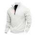 Men's Plus Size Fleece-Lined Half-Zip Pullover Sweatshirt - Casual Solid Color Hoodie For Autumn & Winter_viptrois.com