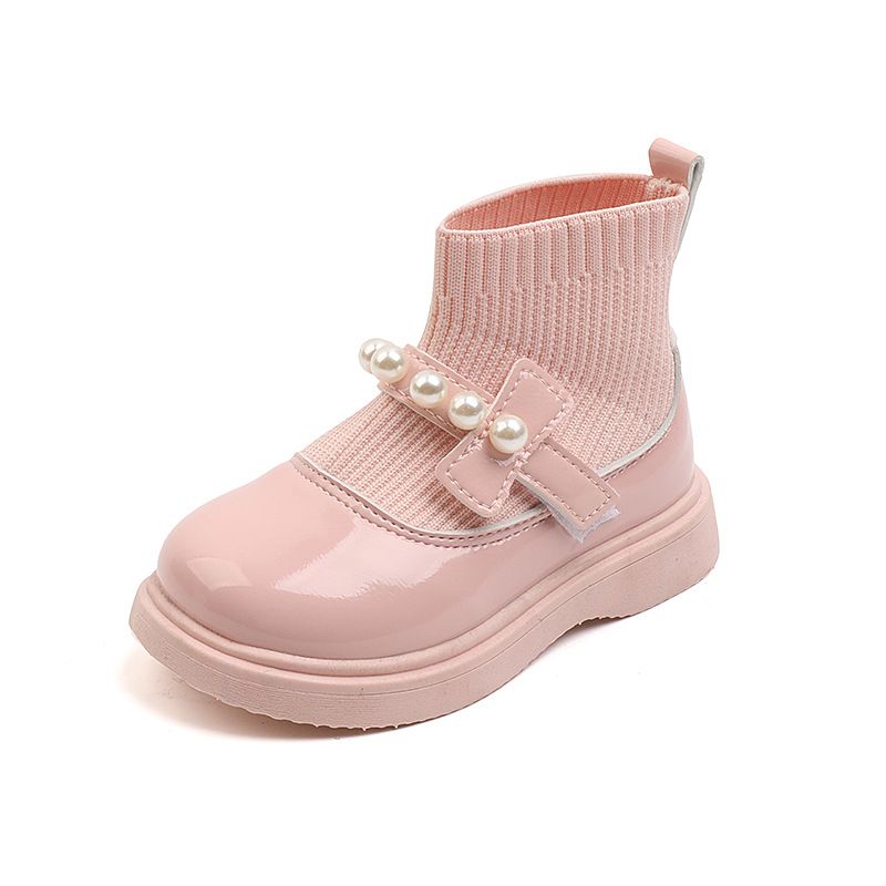Child's shoes Fashion Princess small shoes Children's plush patent leather big head dance shoes flying knit leather shoes_viptrois.com