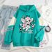 American Style Color Block Sweatshirt For Men, Loose Fit, Niche, Little Elf Print Pullover, Outerwear, Cool And Handsome_viptrois.com