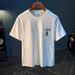 American Loose Men's Short T-shirt, Trendy Quality Printed Thin Top, Breathable Pure Cotton Summer_viptrois.com