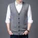Men's Wool Blend V-Neck Sleeveless Sweater Vest - Plaid & Camouflage Pattern, Slim Fit, Casual Pullover For Autumn_viptrois.com