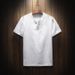 Men's Clothing Linen Blend Short Sleeve T-Shirt Relaxed Fit Vintage V-Neck Breathable Casual Top (White, Black, Sky Blue, Navy, Gray Blue, Khaki)_viptrois.com