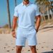 Men's Summer Casual Polo Shirt & Shorts Set - Breathable Mesh Fabric, Slim Fit, Stylish Sportswear For Outdoor Activities_viptrois.com