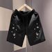Men's Casual Mid Length Straight Leg Shorts Quick Drying Stylish Versatile High End Embroidered Five Point Shorts_viptrois.com