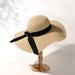 Grass women's beach bow shaped hat, tourist sun hat_viptrois.com