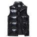 Men's Quilted Puffer Vest – Lightweight Winter Layering Piece With Glossy Finish, Breathable Polyester Fill (S-5XL, Black/Grey/White, Side Pockets)_viptrois.com