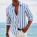 Men's Casual Long Sleeve Striped Shirt - Breathable Stretch Fabric, Lightweight & Comfortable, Versatile For Work & Leisure_viptrois.com