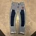 Men's Clothing Men's Denim Cargo Pants, European And American Fashion, Popular On Instagram Style, Stretch Patch Denim Layered Flared Pants 09_viptrois.com