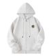 Unisex Oversized Zip-Up Hoodie – Embroidered Letter Patch & Streetwear Style_viptrois.com